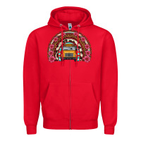 Red school bus leopard cowhide rainbow Zipper Hoodie - Artiststas