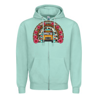 Seafoam school bus leopard cowhide rainbow Zipper Hoodie - Artiststas