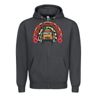 Smoke school bus leopard cowhide rainbow Zipper Hoodie - Artiststas