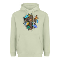 Matcha cross with butterflies cowhide background Heavyweight Hoodie - BarkalooDesign