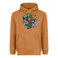 Meerkat cross with butterflies cowhide background Heavyweight Hoodie - BarkalooDesign