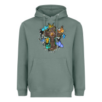 Cross With Butterflies Cowhide Background Heavyweight Hoodie | Teevron