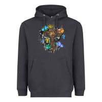 Smoke cross with butterflies cowhide background Heavyweight Hoodie - BarkalooDesign