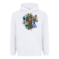 White cross with butterflies cowhide background Heavyweight Hoodie - BarkalooDesign