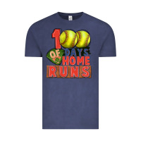 Vintage Denim 100 days of home runs softball Vintage Tee - CowGirlArtShop