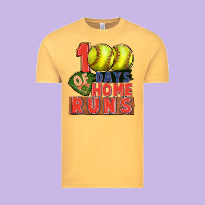 100 Days Of Home Runs Softball Vintage Tee Designed By Cowgirlartshop