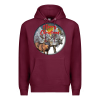 Burgundy mule buck deer christmas Premium Hoodie - LillyAllenDesigns