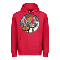 Cardinal mule buck deer christmas Premium Hoodie - LillyAllenDesigns