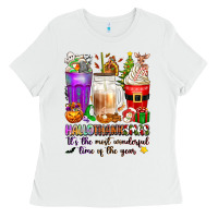 White Hallothanksmas coffee cups Ladies Tee - texasbilliewilder