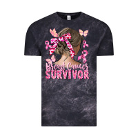 Cloud Black breast cancer survivor messy bun Vintage Tee - CowGirlArtShop