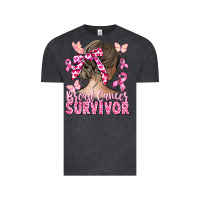 Vintage Black breast cancer survivor messy bun Vintage Tee - CowGirlArtShop
