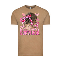 Vintage Coffee breast cancer survivor messy bun Vintage Tee - CowGirlArtShop