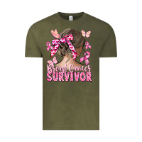 Vintage Olive breast cancer survivor messy bun Vintage Tee - CowGirlArtShop