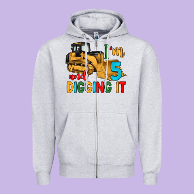 I'm 5 And Digging It Zipper Hoodie Designed By Artiststas