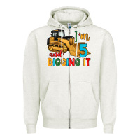 Oatmeal Heather i'm 5 and digging it Zipper Hoodie - Artiststas
