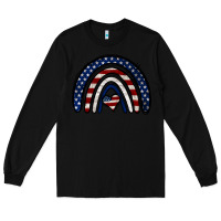 Black USA American Flag Rainbow Long Sleeve Tee - Jasminsmagicworld
