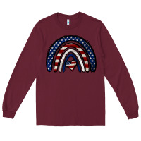 Burgundy USA American Flag Rainbow Long Sleeve Tee - Jasminsmagicworld