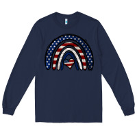 Navy USA American Flag Rainbow Long Sleeve Tee - Jasminsmagicworld