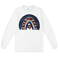 White USA American Flag Rainbow Long Sleeve Tee - Jasminsmagicworld