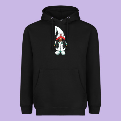 African American Nurse Gnome Heavyweight Hoodie Designed By Barkaloodesign