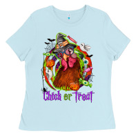 Baby Blue Chick or treat Halloween Ladies Tee - NancyCooperArtShop