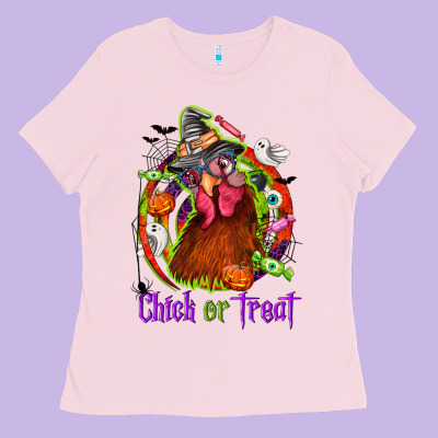 Chick Or Treat Halloween Ladies Tee Designed By Nancycooperartshop