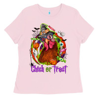 Bubblegum Pink Chick or treat Halloween Ladies Tee - NancyCooperArtShop