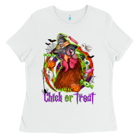 White Chick or treat Halloween Ladies Tee - NancyCooperArtShop