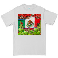 Dove Grey Mexican Flag Premium Tee - texasbilliewilder