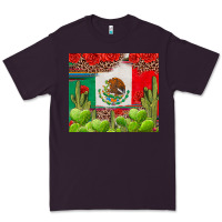 Plum Mexican Flag Premium Tee - texasbilliewilder