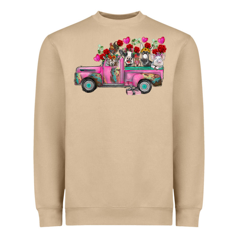 Farm Animals Valentine Truck Heavyweight Sweatshirt by RacoonDesign | Teevron