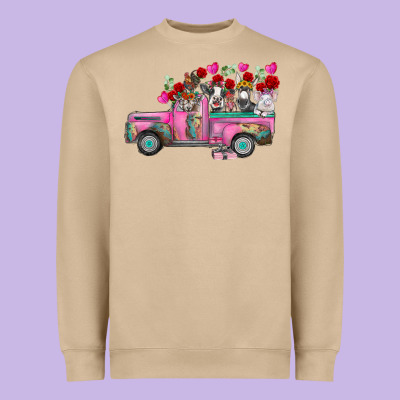 Farm Animals Valentine Truck Heavyweight Sweatshirt Designed By Racoondesign