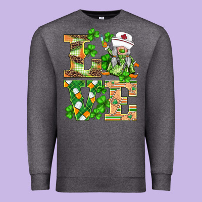 St.patricks Nurse Love Gnomies Premium Sweatshirt Designed By Barkaloodesign