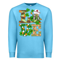 Ocean Blue st.patricks nurse love gnomies Premium Sweatshirt - BarkalooDesign
