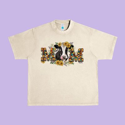 Mom With Cow Urban Heavy Tee Designed By Cowgirlartshop