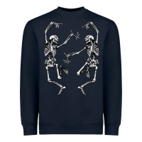 Navy Dance of Death Macabre Skeleton Heavyweight Sweatshirt - longCreatives