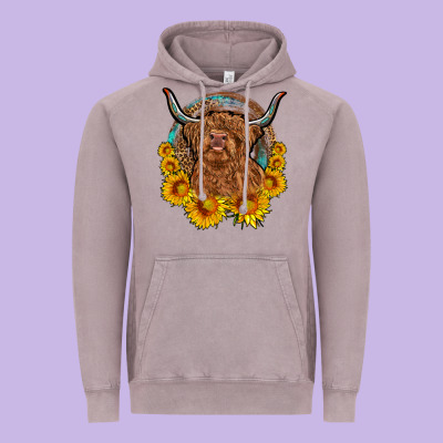 Cow Sunflower Leopard Vintage Hoodie Designed By Oliviacreatesart