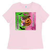 Bubblegum Pink Sorta sweet sorta spooky Ladies Tee - NancyCooperArtShop