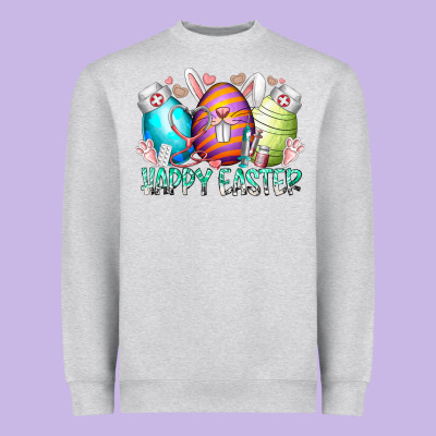 Happy Easter Day Eggs Nurse Heavyweight Sweatshirt Designed By Racoondesign