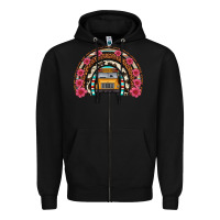 Black school bus leopard cowhide rainbow Zipper Hoodie - Artiststas