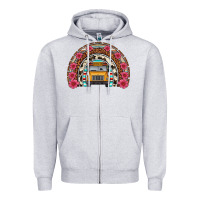 Heather Grey school bus leopard cowhide rainbow Zipper Hoodie - Artiststas
