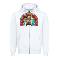 White school bus leopard cowhide rainbow Zipper Hoodie - Artiststas