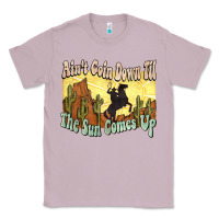 Lilac Ain't goin down til the sun comes up Cowboy Classic Tee - HowdyJamesFarm
