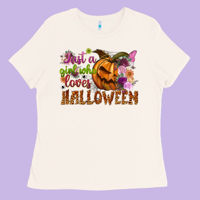 Just A Girl Who Loves Halloween Ladies Tee Designed By Nancycooperartshop