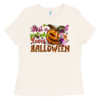 Bone Just a girl who loves Halloween Ladies Tee - NancyCooperArtShop