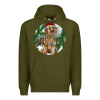 Army Green Cockapoo Christmas Premium Hoodie - RanaPortraitStore