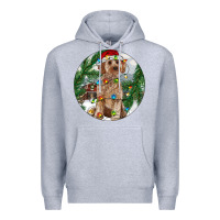 Heather Grey Cockapoo Christmas Premium Hoodie - RanaPortraitStore