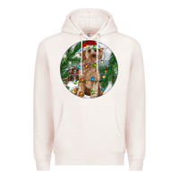 Pale Pink Cockapoo Christmas Premium Hoodie - RanaPortraitStore