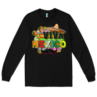 Black Viva Mexico Long Sleeve Tee - FaDigitalArtStudio