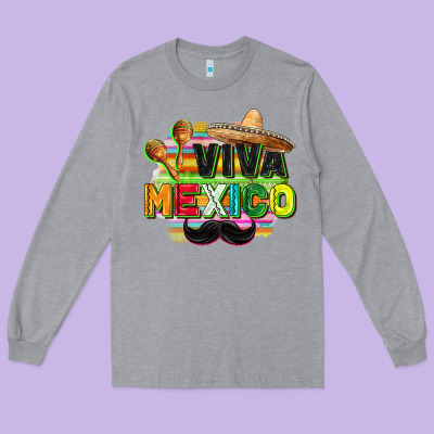 Viva Mexico Long Sleeve Tee Designed By Fadigitalartstudio